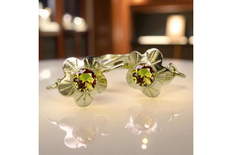 Винтаж Серьги Желтый перидот 14-кв Желтое золото vec028y